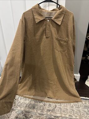 Men's Cotton Long-Sleeve Polo Shirt - Brown